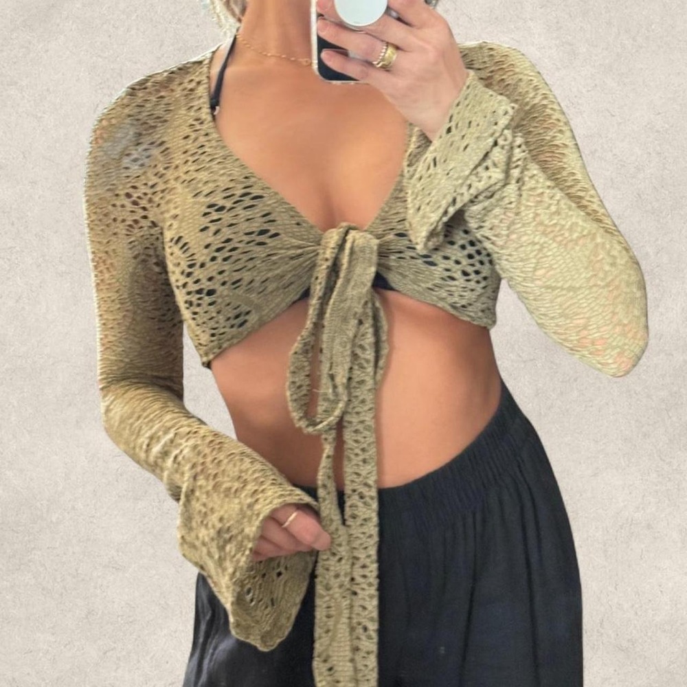 Pretty little thing sage green cover up bell sleeves